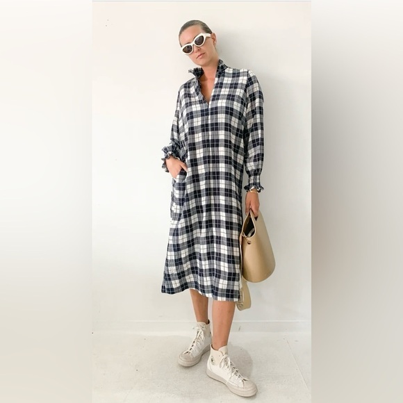 Baum Und Pferdgarten Anamay Midi Dress Black and White Plaid Size 38 (US 6) EUC - Picture 5 of 13